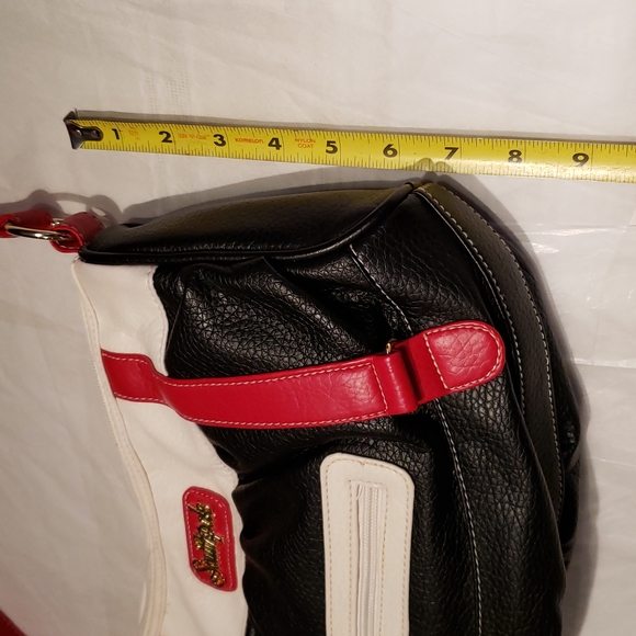 SOUTH POLE Shoulder Handbag New Vegan Pebbled Leather NWT White Black Red 🎉HP🎉 - Picture 12 of 15